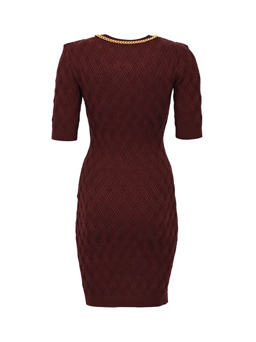 Abito in maglia a rombi con dettaglio gioiello Merlot Elisabetta Franchi | AM20B56E2EA4